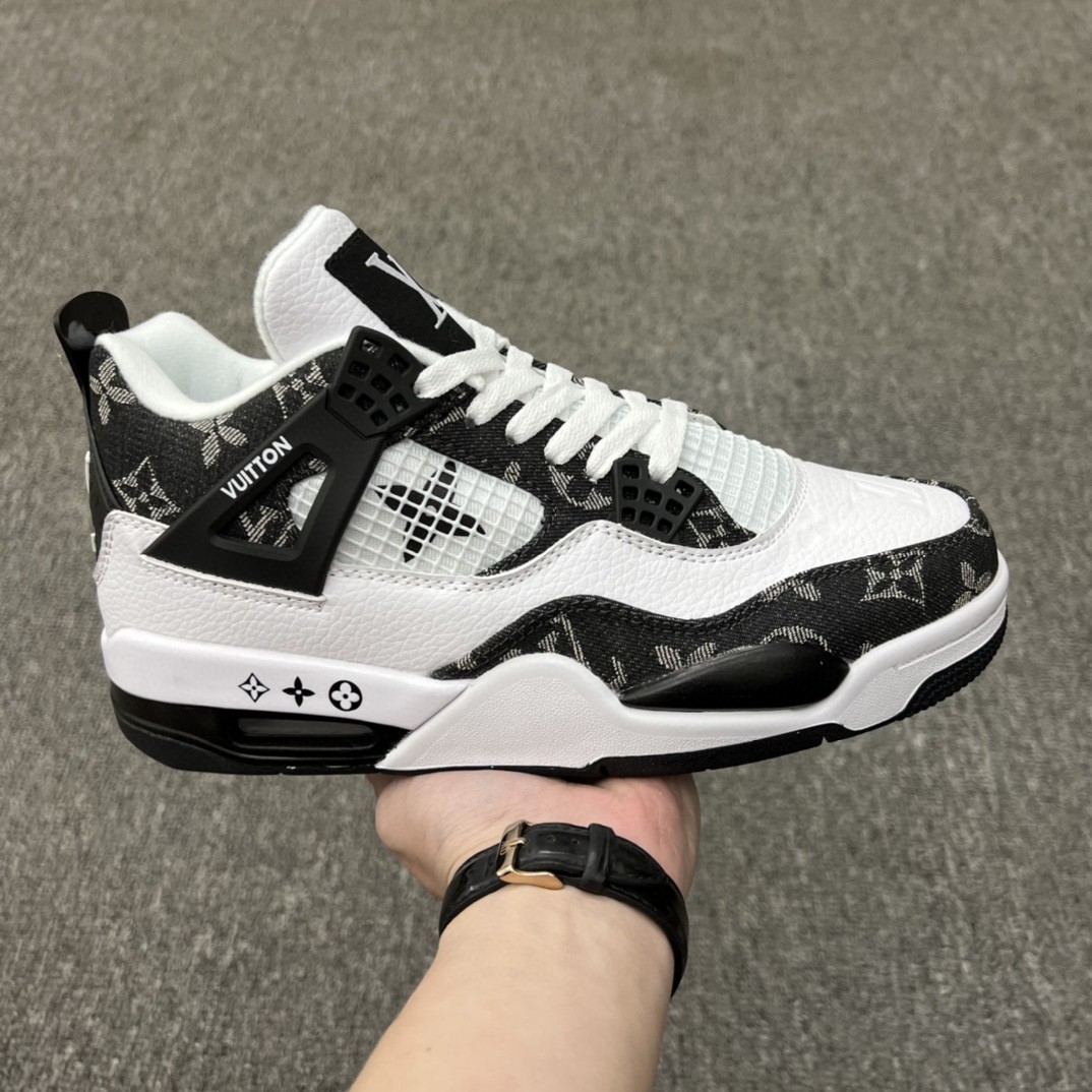 Men's Running weapon Air Jordan 4 Louis Vuitton x White/Black Shoes 0147 Men's Running weapon Air Jordan 4 Louis Vuitton x White/Black Shoes 0147